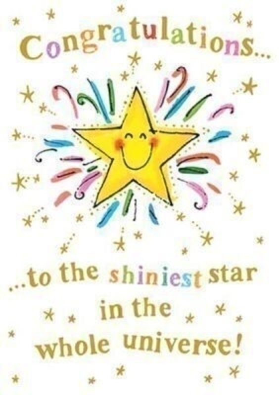 Congratulations Star Card by Paper Rose. 'Congratulations… …to the shiniest star in the whole universe!' On the front of the card. 'Fantastic News, well done!' on the inside. Comes with an orange envelope. Size 17x12cm